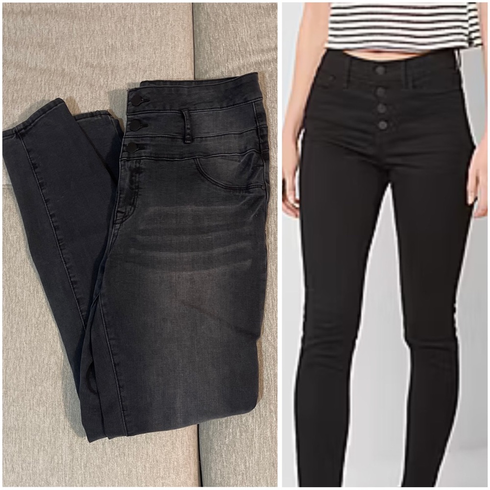 Black Denim Skinny Jeans High Rise
